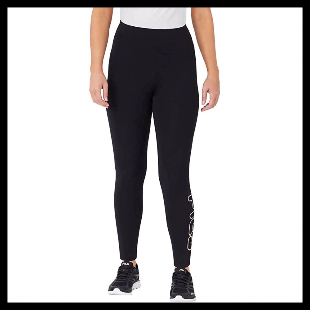 FILA Women’s Cotton Leggings Black - Picture 2 of 6